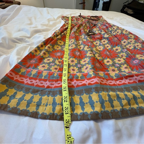 Plenty By Tracy Reese Size 8 Strapless Halter Braided Tie Red Gold Sundress - Picture 14 of 15